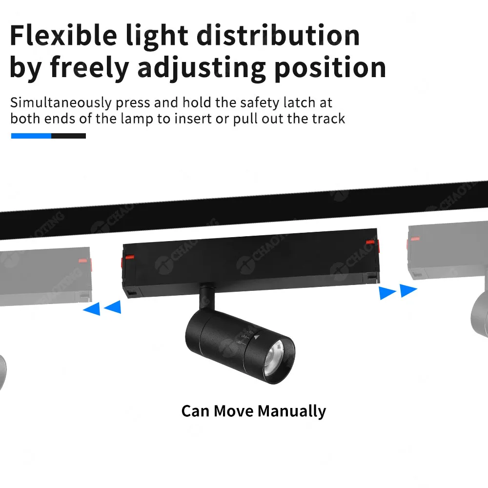 Recessed Aluminum Black White Movable Hidden Commercial Track Linear Spot Lights 2 Wire Spotlight Magnetic Rails Lighting System