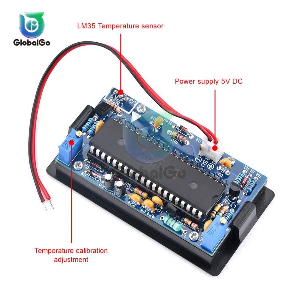 ICL7107 Digital Thermometer Kit DIY Module 0-100 ℃ Half Panel Type Temperature Meter Manual Welding Temperature Sensor Kit