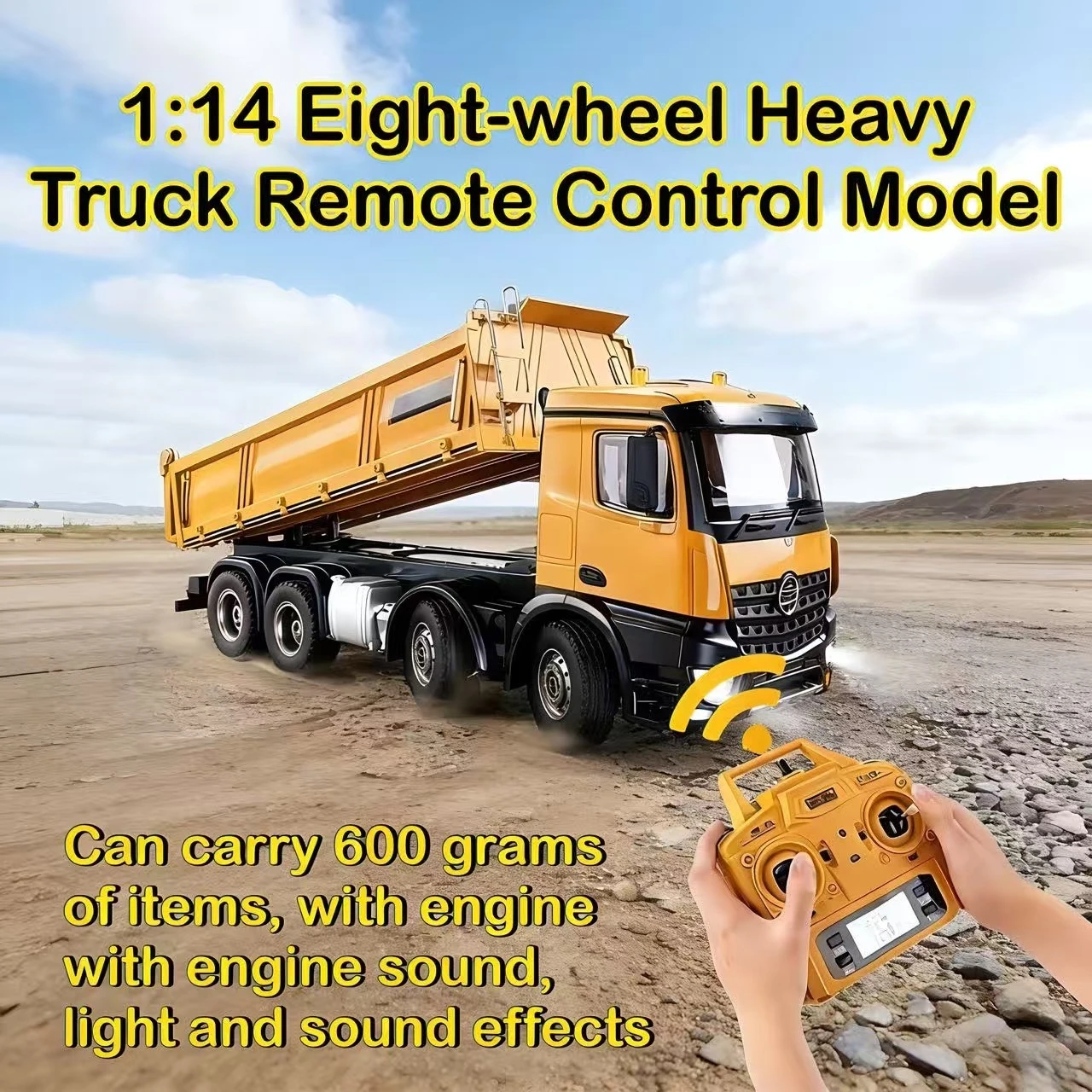 536 新型サウンド＆ライトエンジン搭載オーディオリモコン合金トラック、8輪大型建設車種1:14ダンプトラックおもちゃ、ギフト装飾品