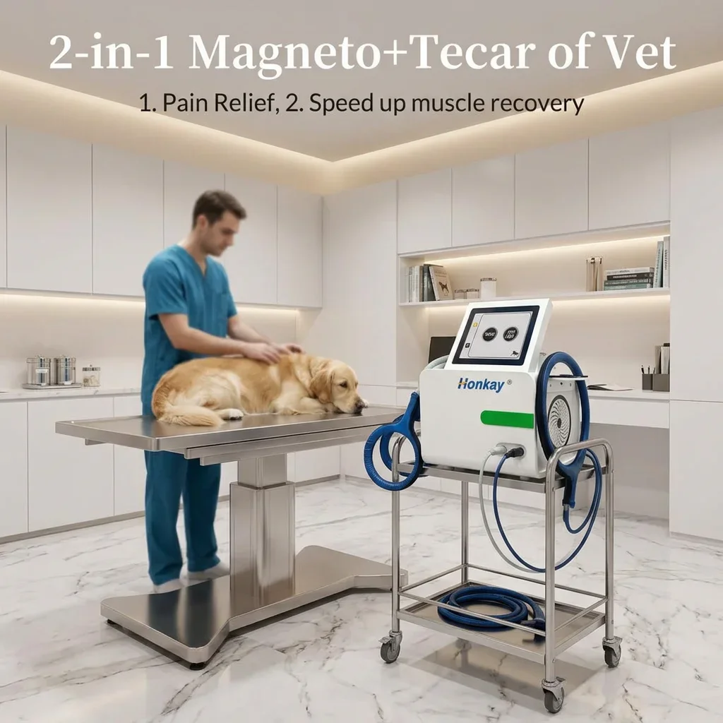 2 in 1 8 Inch Touch Screen Tecar PEMF 448K Equine Magnetic Therapy Machine Horse Dog Animal Physical Therapy Pain Relief