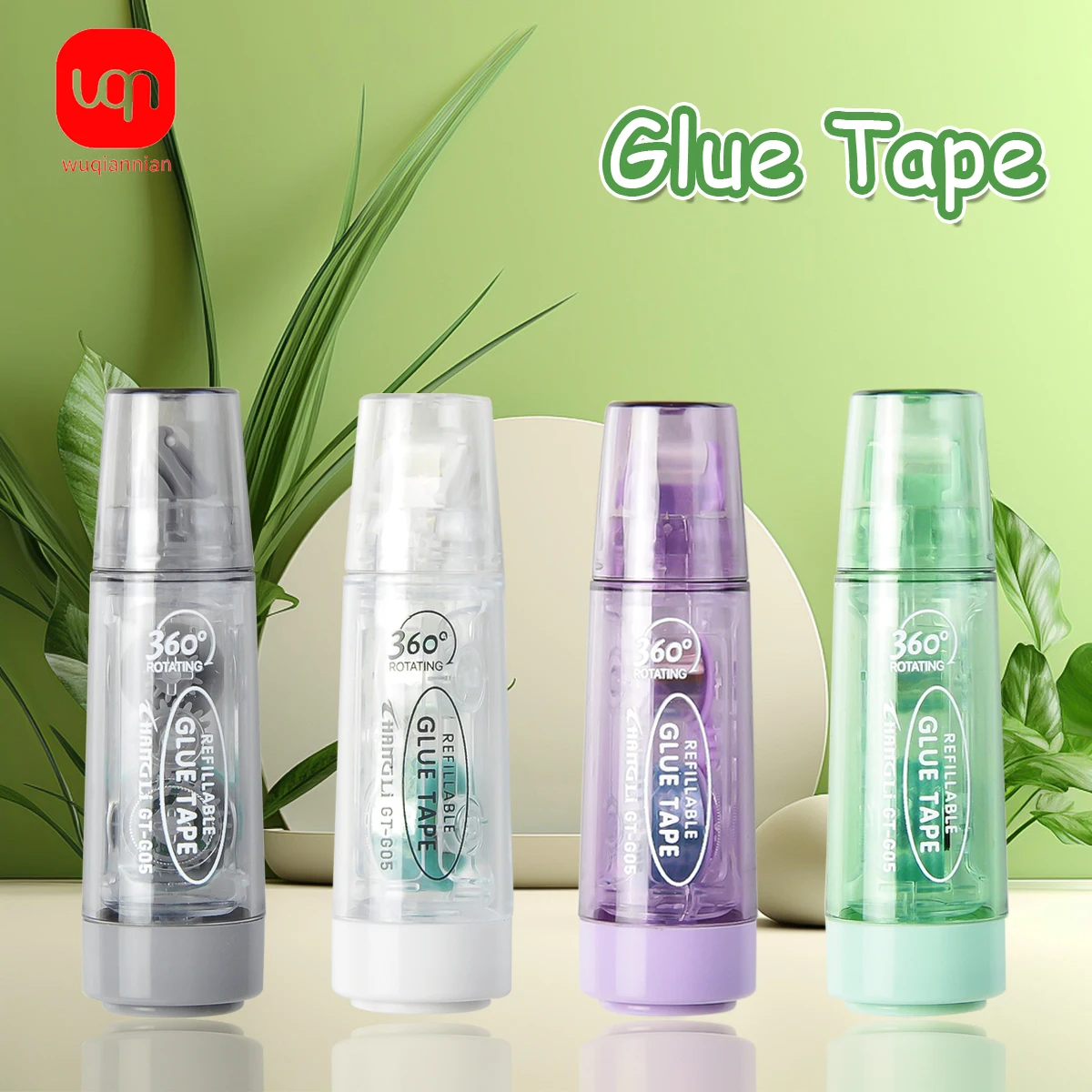 Elegant Portable Pressure Dispenser Can Be Wiped Spot Glue Stick Can Be Replaced 360° Rotating Double-sided Student Glue