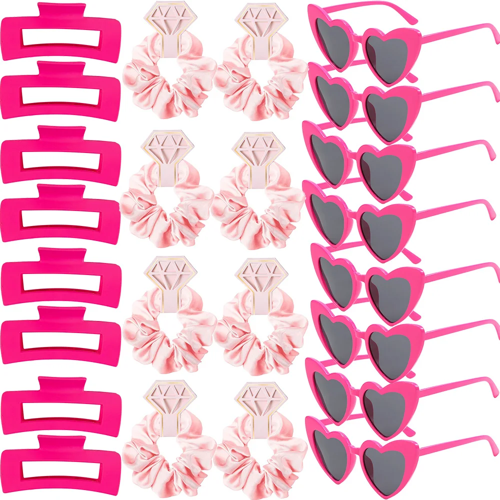 16/28pcs Pink White Black Glasses Hair ring Hairpin Set Bachelorette Hen Party Bridesmaid Gifts Wedding Bridal Shower Supplies