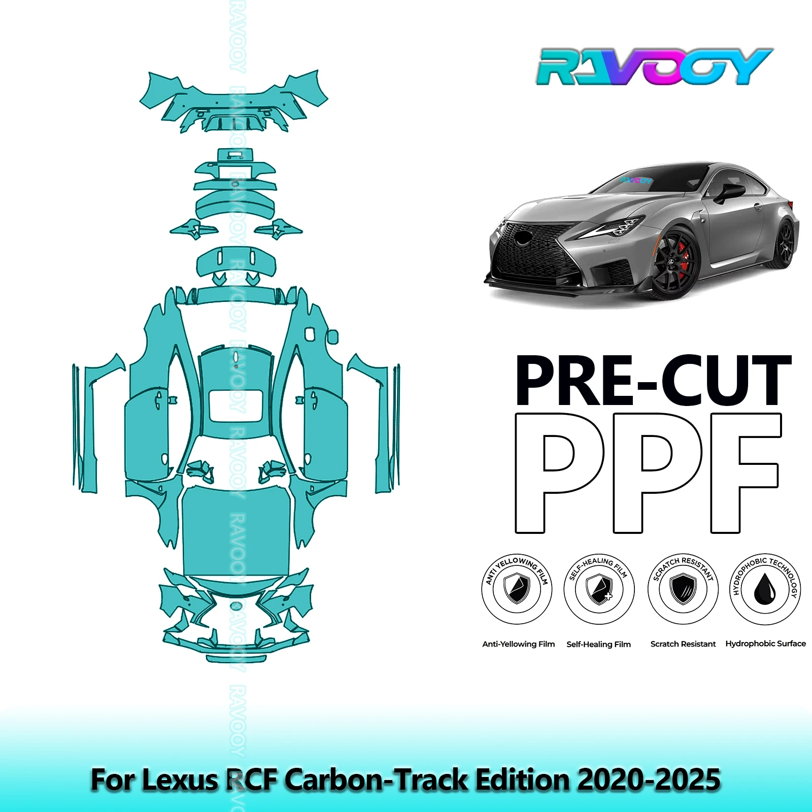 

8.5Mil Full Vehicle Precut PPF Paint Protection Film For Lexus RCF Carbon-Track Edition 2020-2025