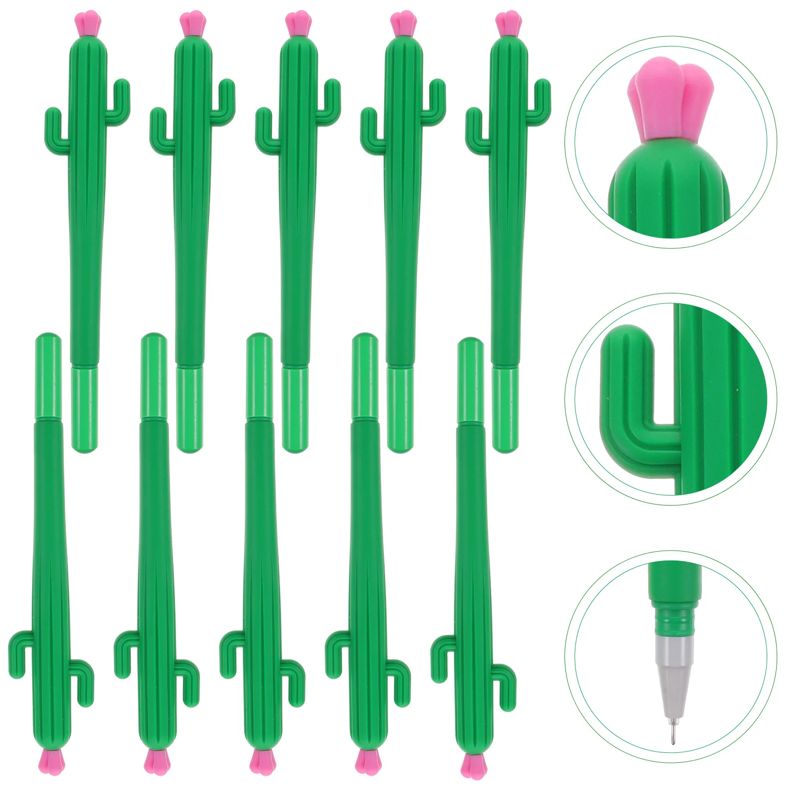 

10 Pcs Cactus Water Based Pen Students Pens Black Gel Ballpoint Ink Kids Soft Rubber Fountain