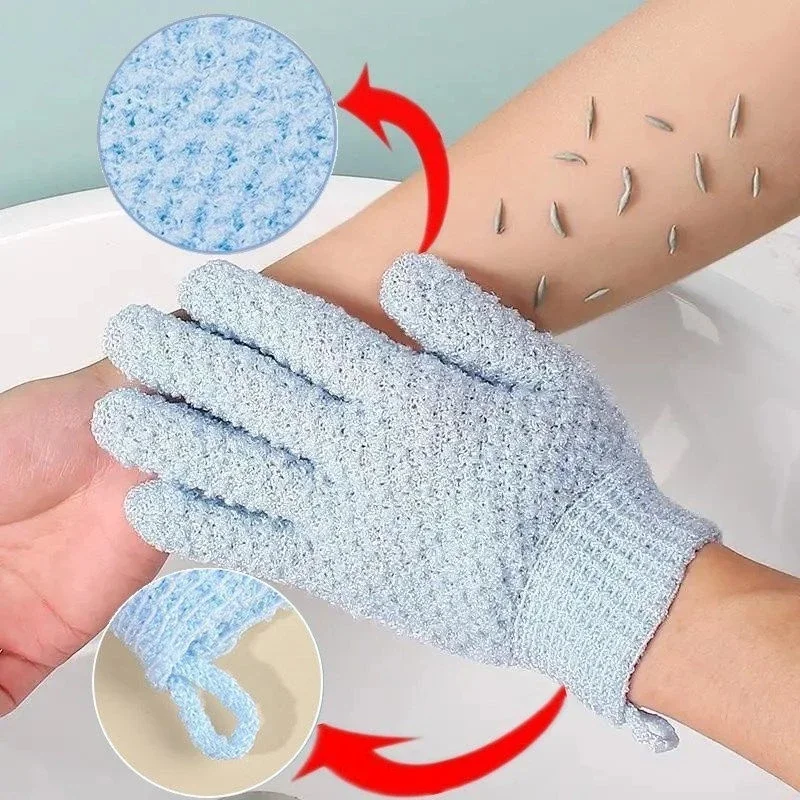 Peeling Exfoliating Mitt Glove Scrub Gloves Resistance Body Massage Sponge Wash Skin Moisturizing SPA Foam for Body Care 1 Pair