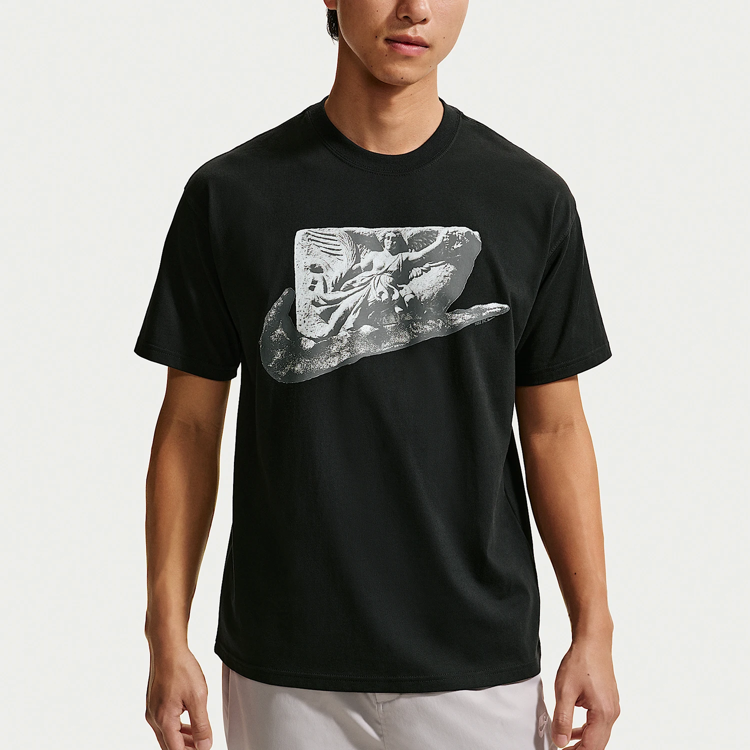 Nike genuine men's casual sports style round neck printed off shoulder sleeve T-shirt IM3776-010