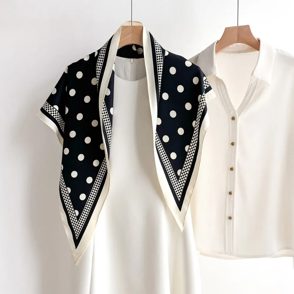 

Printed Polka Dot Triangle Scarf Polyester Versatile Imitation Silk Scarf Foulard Hair Band Head Wraps Waist Tying Scarf Club