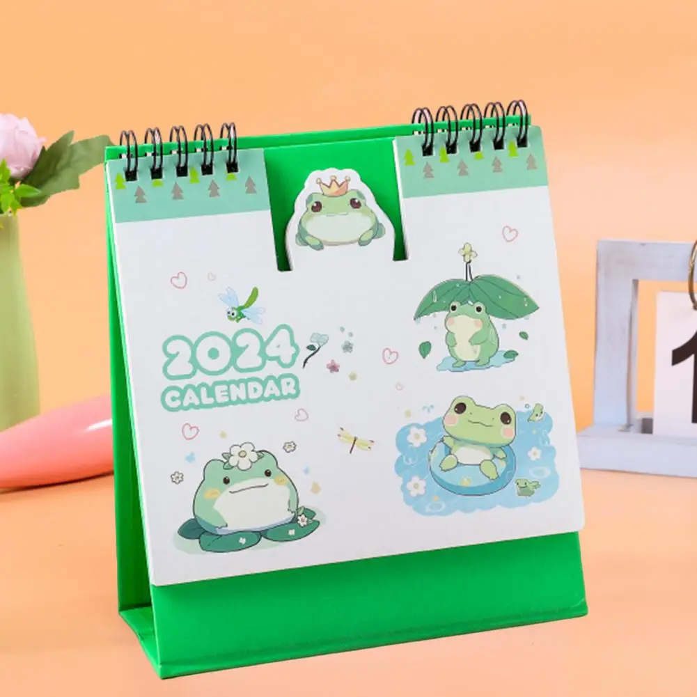 Calendario de escritorio 2024, año del Dragón, Mini bobina, planificador de dibujos animados para el hogar y la Oficina, decoración Kawaii mensual, 2024