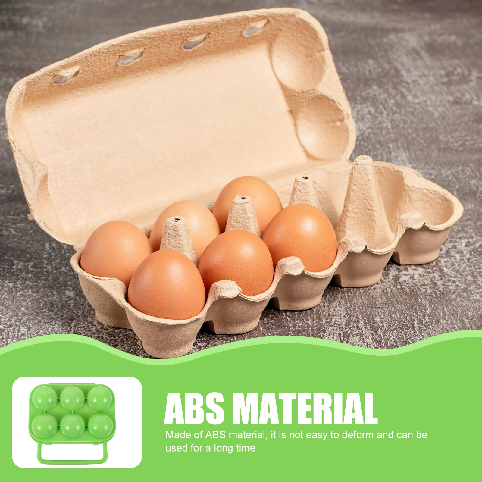 

Portable Egg Storage Box Plastic Egg Carrier With Handle For Camping Picnic Lightweight Durable 6 Eggs Capacity Green