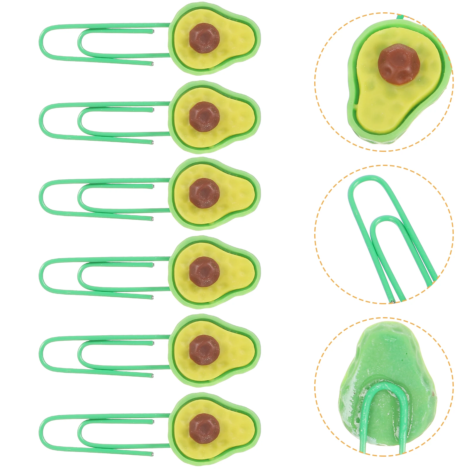 

6 Pcs Fruits Avocado Bookmark Clip Fruit-shaped Clips Paper Small Paperclips Scrapbook Green Little Office