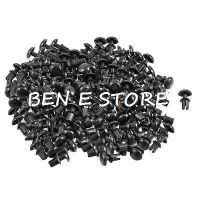 300 Pcs Black Nylon 2.6mm Bottom Dia Push Clips Rivets Fasteners R2632
