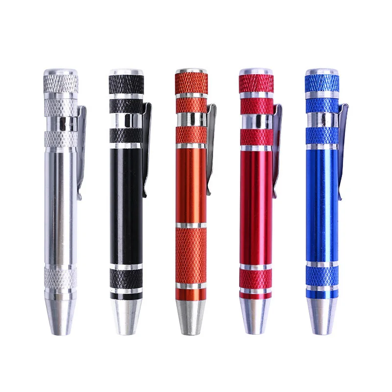 8 in 1 Screwdriver Pen Multifunctional Aluminum Alloy Precision Pen Changeable Screwdriver Combination DIY Mobile Phone Repair
