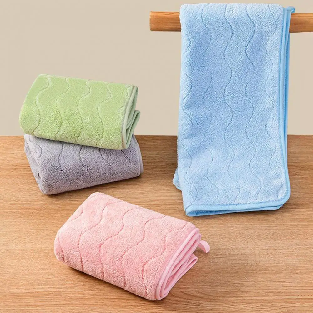 Microfiber Bath Towel Ultra Soft Absorbent Washcloth Wave Texture Soft Face Towel Coral Fleece Lint-free Towel for Home Hotel