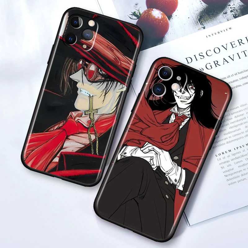 Hot Hellsing Cartoon For iPhone 15 14 13 12 11 XS XR X 7 8 6 6S Pro Max Plus mini Black Phone Case