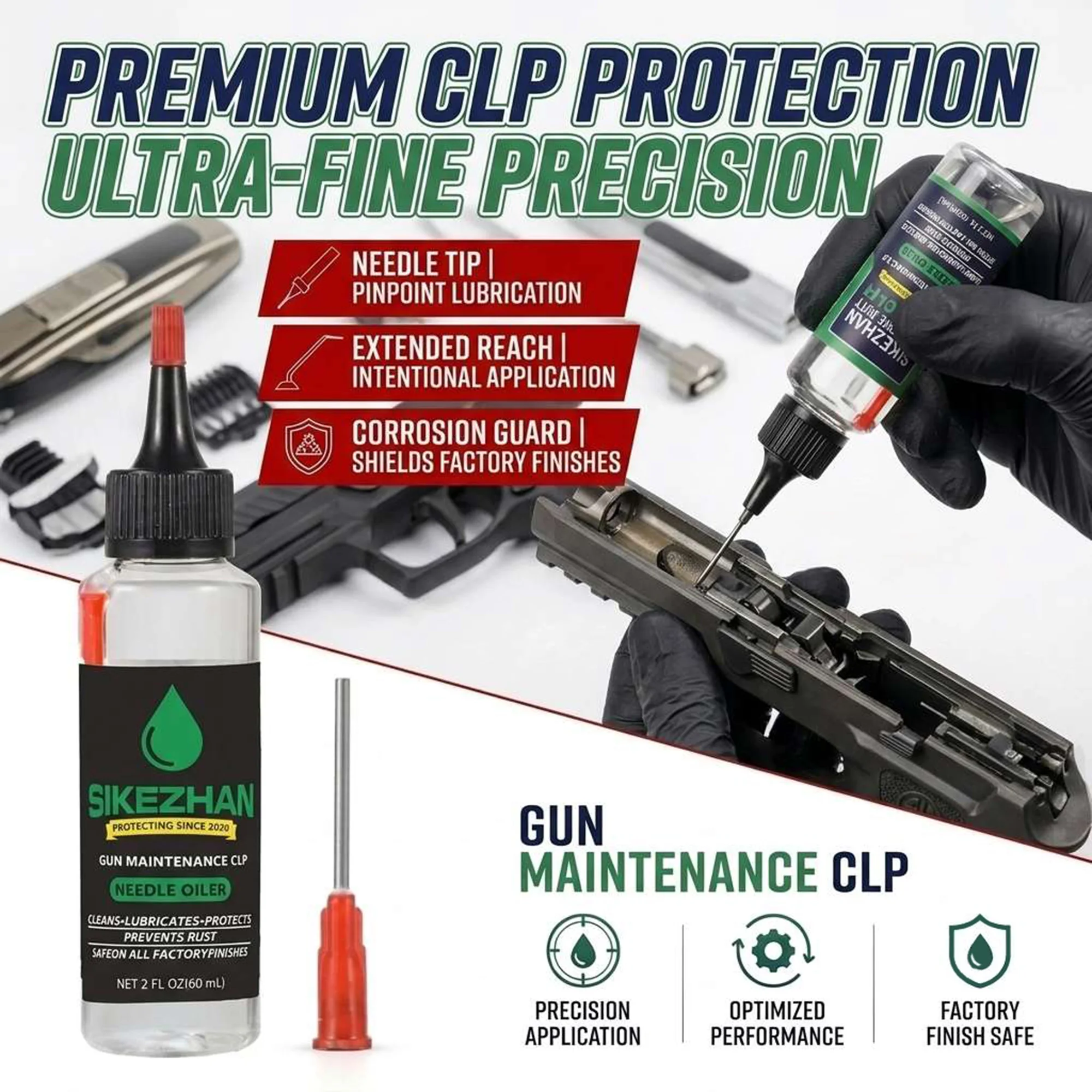 Gun Maintenance Oil with CLP Formula, Lubricates Prevents Rust & Protects, Needle Oiler Bottle for Airsoft and Metal Parts