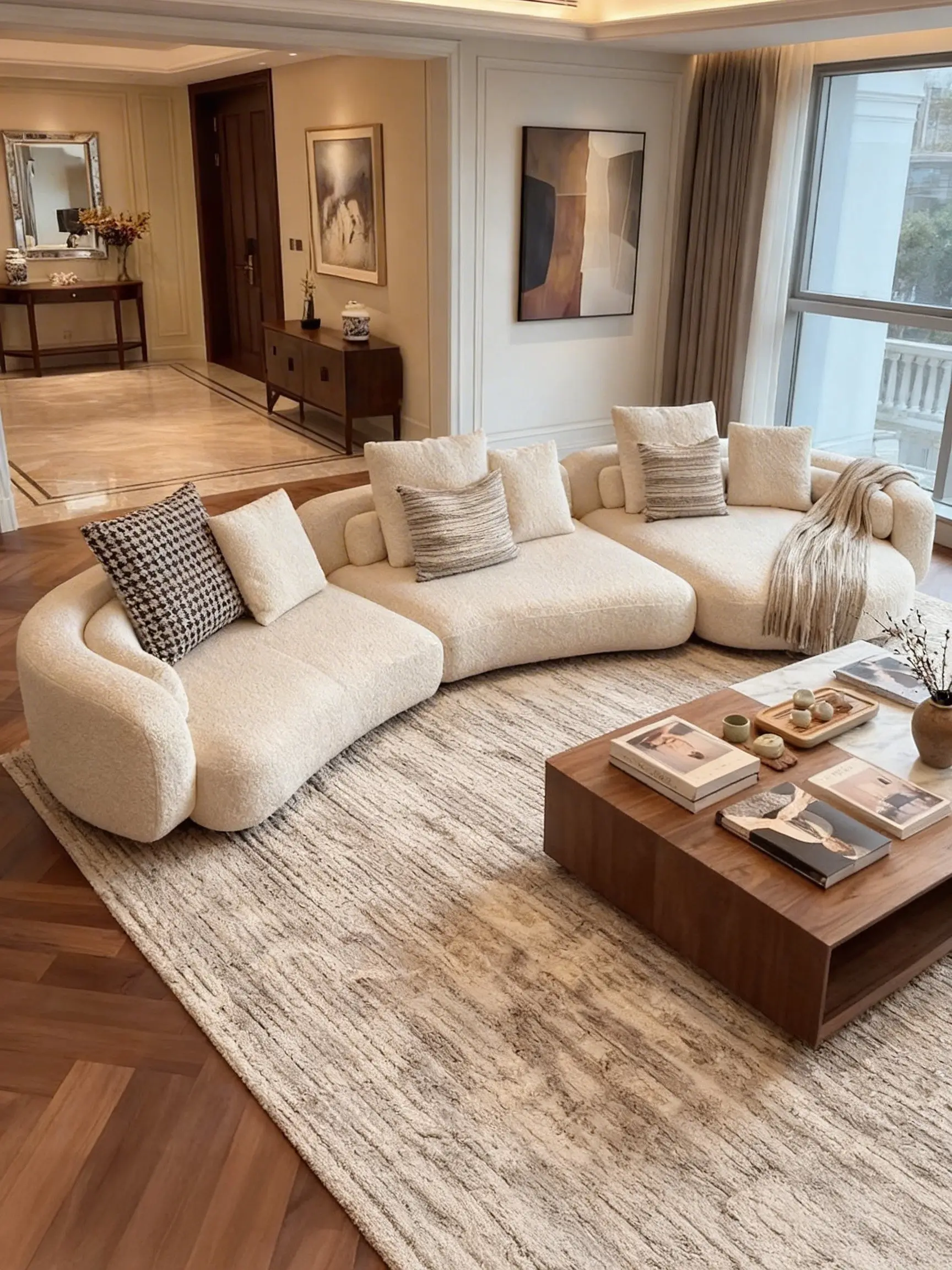 Sofa curved Italian designer horizontal hall not against the wall fabric special-shaped sofa