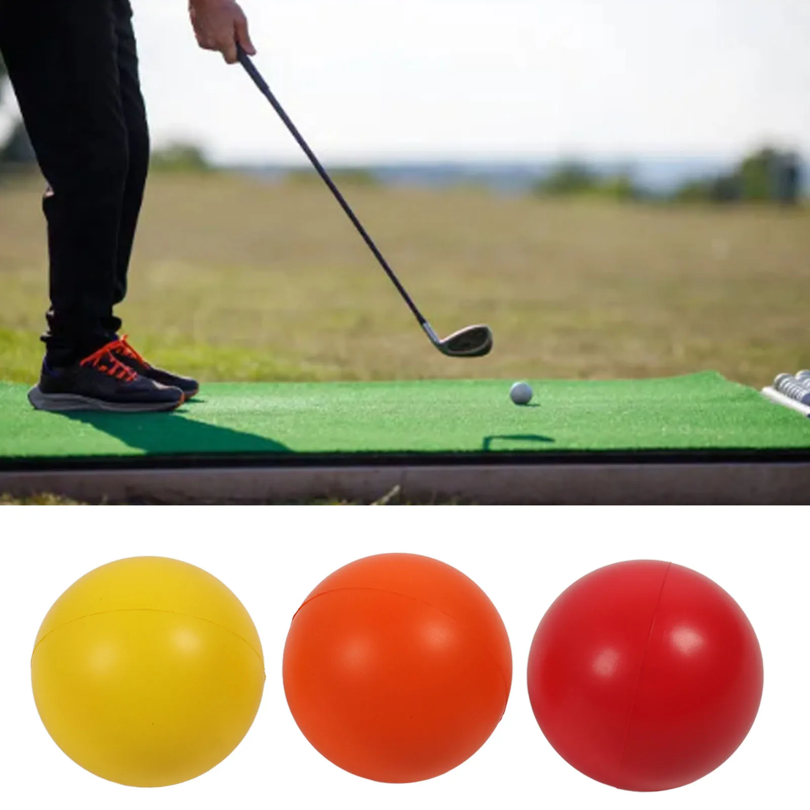 3 PCS Golf Training Balls PU Smooth Yellow Orange Red Slow Rebound Practice Golf Balls For Indoor Swing Exercise