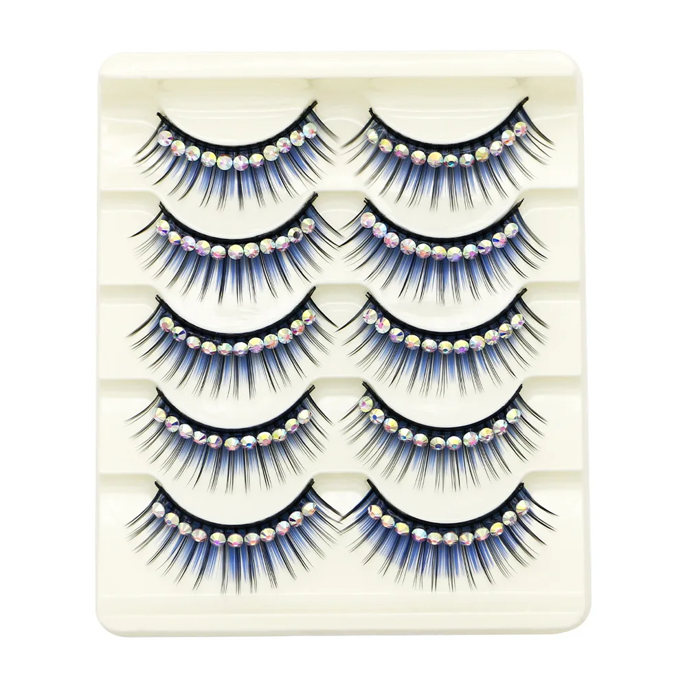 Natural Colorido Mink Cílios Maquiagem, cílios postiços, Mink Lashes, Extensão dos cílios, maquiagem para passarela, cosméticos, 5 pares