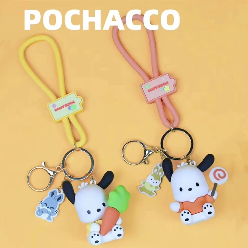 Hot Sanrio Pochacco Toy Mini Anime Action Figure Keyring Pendant Decoration Collection Keychain Model Doll Birthday Gift For Kid