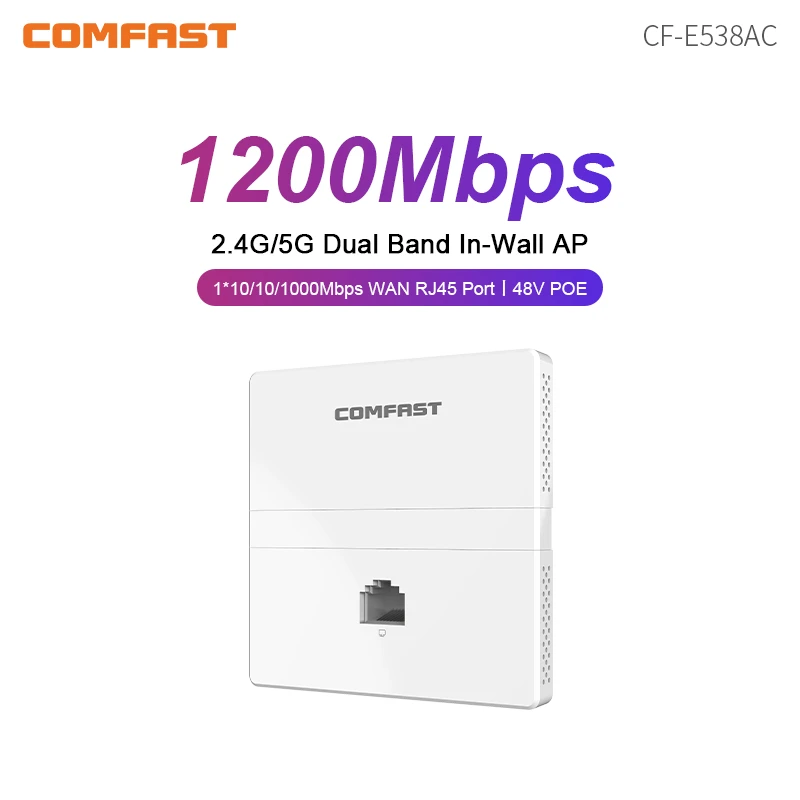 

Comfast Wireless In-wall AP 1200 Мбит/с двухдиапазонный 2,4G 5,8 ГГц Gigabit Ethernet-точка доступа для отеля RJ45 WAN LAN-порт AC Router