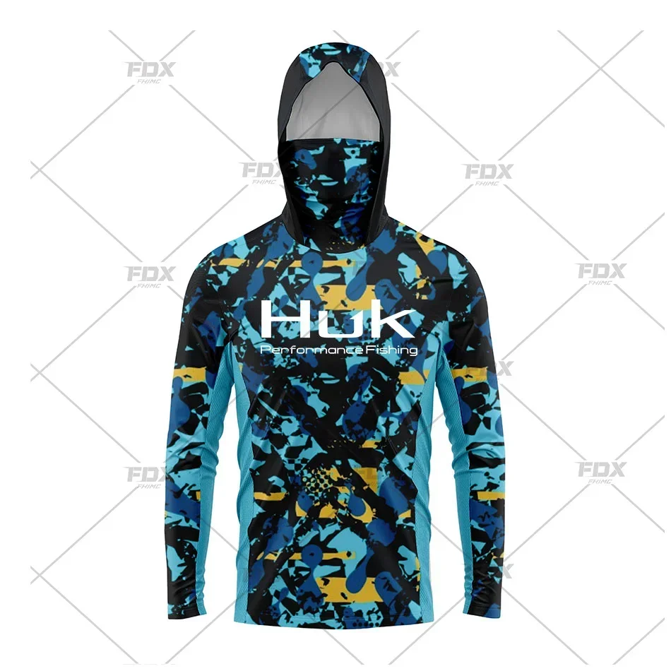 HUK Hood Fishing Shirt Mask abbigliamento manica lunga T Shirt ProtectionApparel UPF 50 + Camisa Fishing T Shirt Pesca Equipamentos