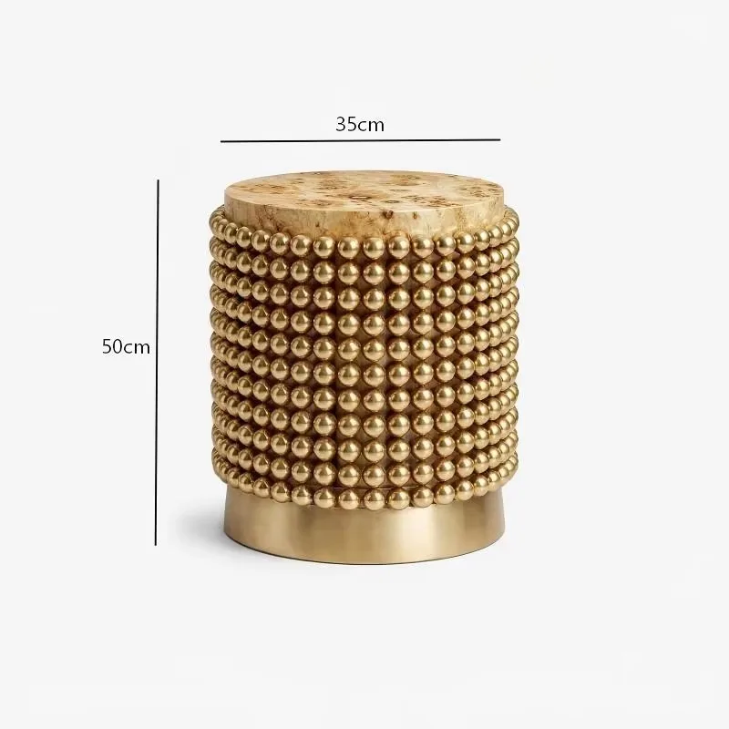Art beaded coffee table small round side table modern simple wooden coffee table