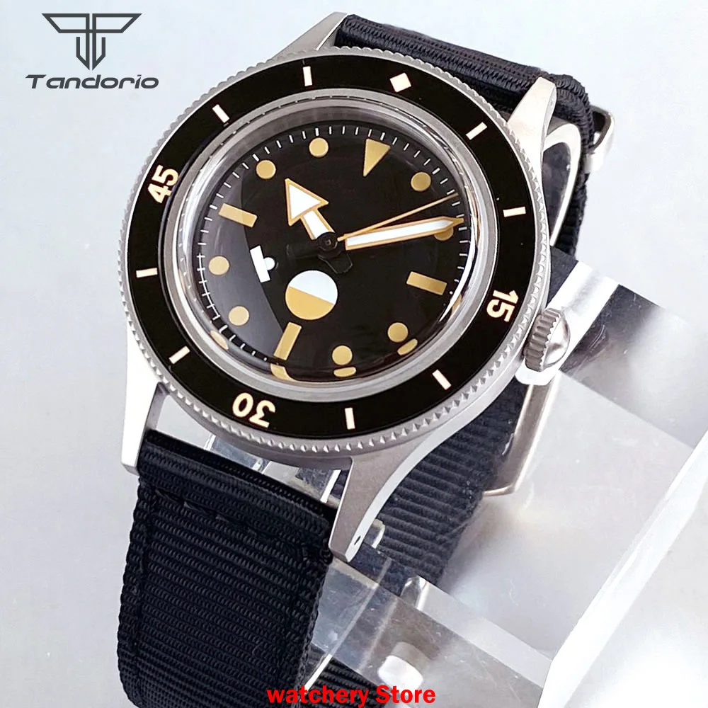 تخصيص 20ATM NH35 حركة 50-Fathoms نمط ساعة للرجال Tandorio قبة الياقوت الزجاج مضيئة الحافة الغوص الميكانيكية