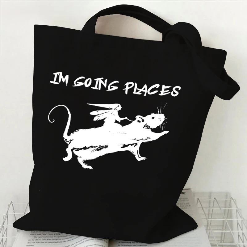 Rat Shopping Bags Women Harajuku Animal Rat Shoulder Bags Vintage Reusable Women Tote Bags Rat Scramble Cheese Women\'s Handbags