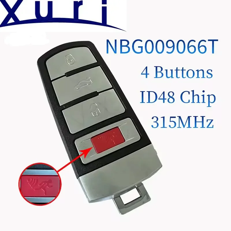 

Xuri Smart Car Remote Key 315MHz ID48 Chip For VW VOLKSWAGEN Passat 2006-2013 CC 2009-2015 NBG009066T Replacement Key Fob