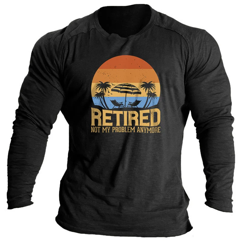 

2023 Men's T Shirts Long Sleeve Tops Coconut Graphic Clothing O Neck Oversized Tops Streetwear Men Spring Appparel New Male Tees