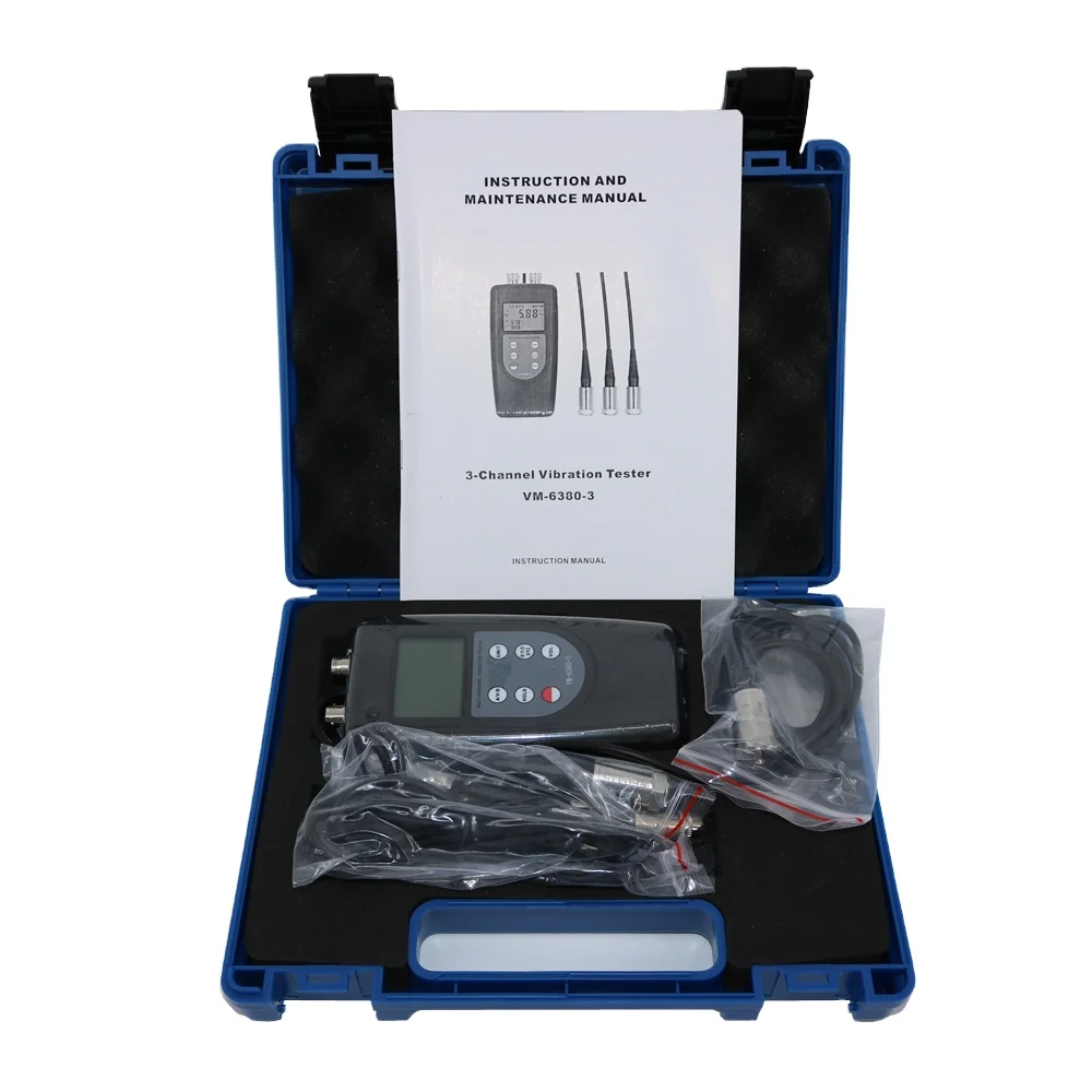 VM-6380-3 3 Channel Vibration Meter Vibration Tester with 3 Piezoelectric Transducers