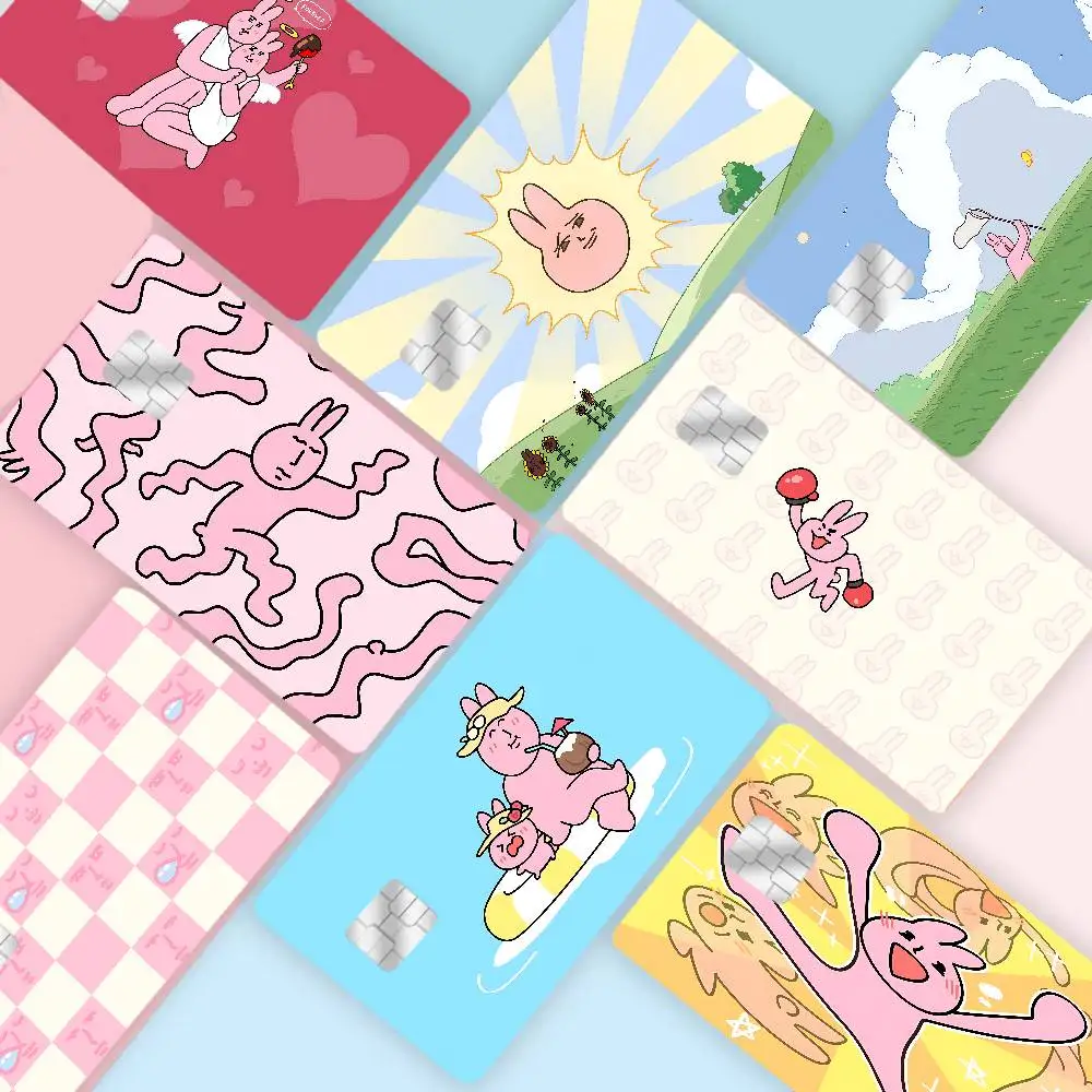 My F-Friend Pink Rabbit Funny Credit Card Skin Stickers for VISA Bank Card Transportation Card Waterproof Sticker Anti-scratch