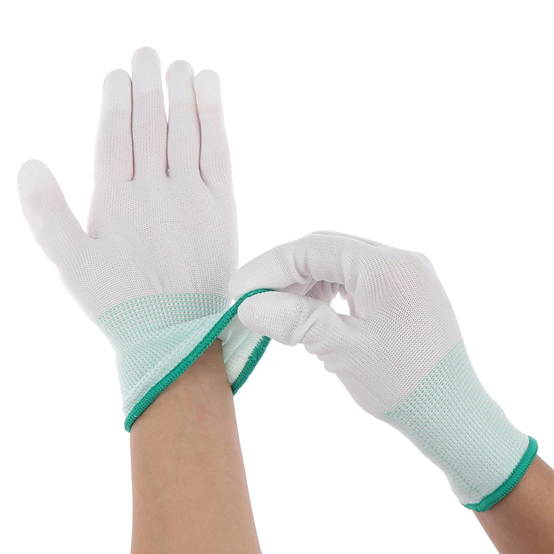 1pair New Antistatic Gloves Anti Static ESD Electronic Working Glove White Anti-static Dipping Glue PU Coated Finger Gloves
