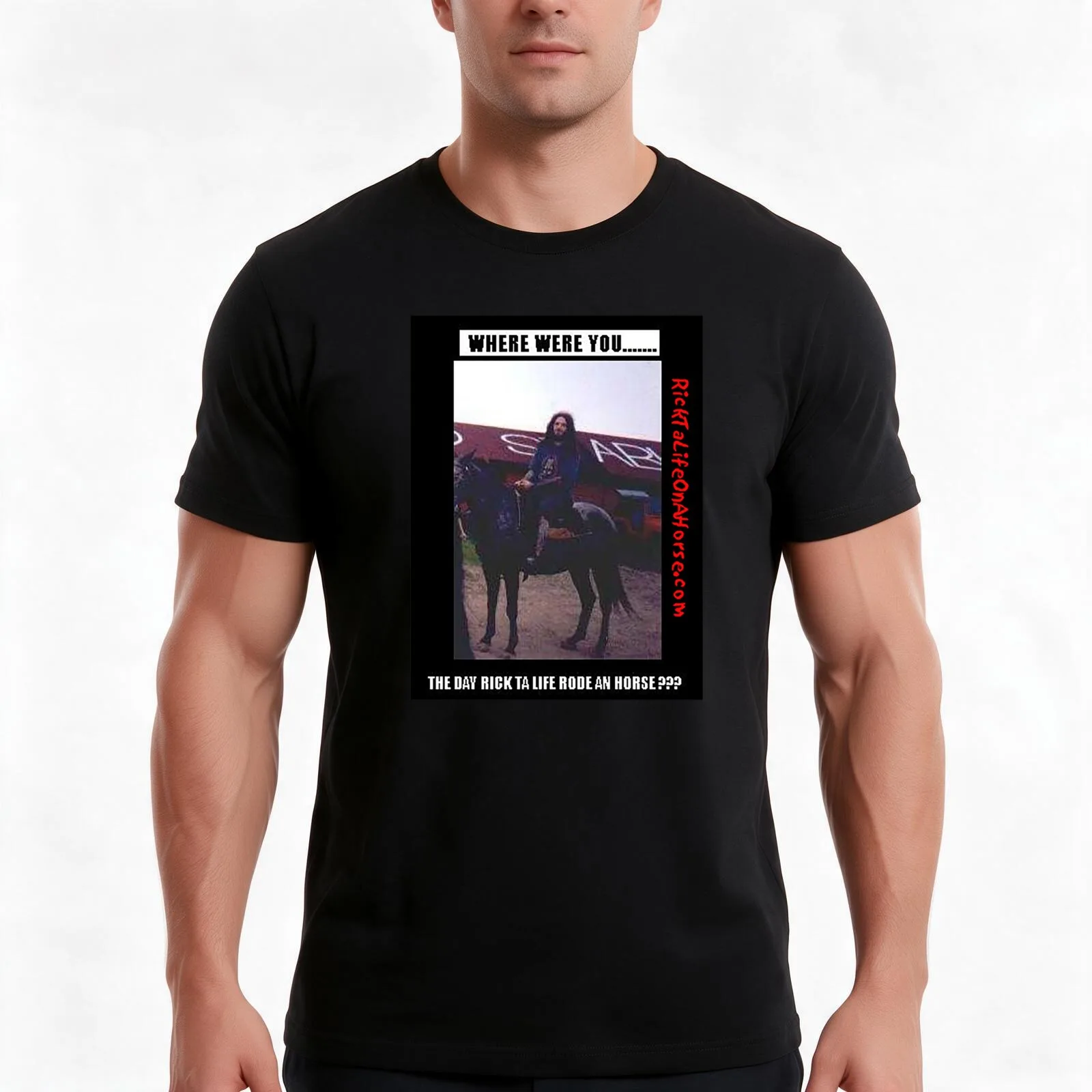 RICK TA LIFE ON A HORSE T-Shirt, Summer Casual Cotton Tee, Oversized Streetwear Tops, Vintage Graphic Print, Unisex Men Women