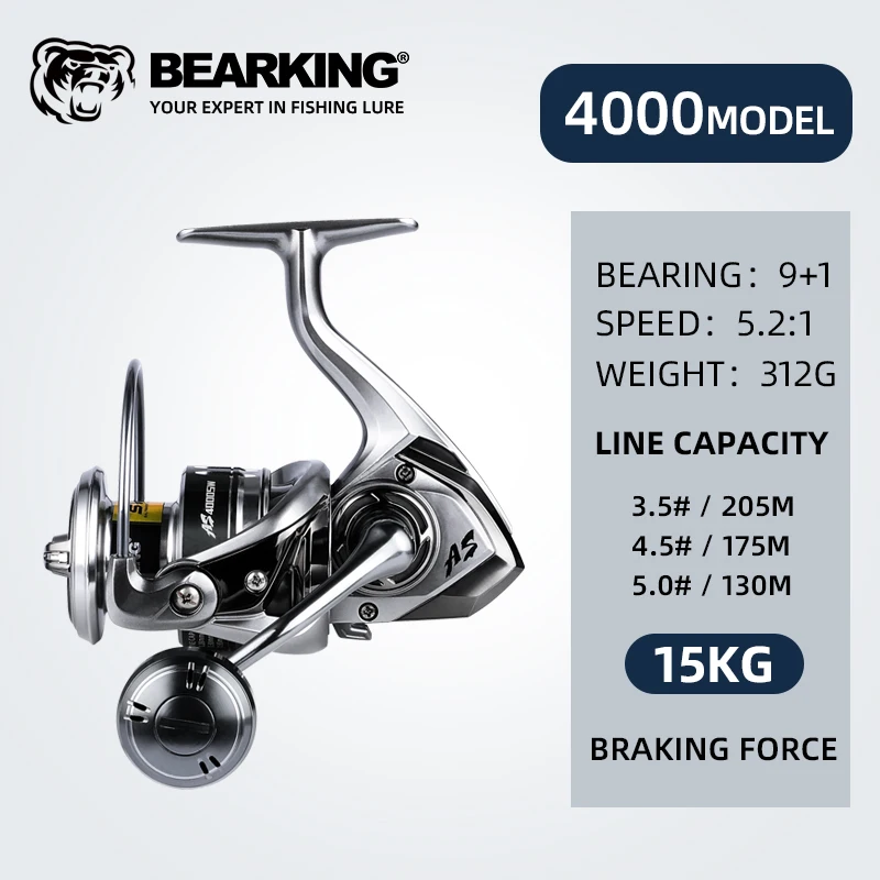 BEARKING gloednieuwe collectie Zoutwatervisserij-reel Spinning 1000-6000 9 + 1BB 5.2: 1 Max Drag 10-20 KG Waterdichte Rollen
