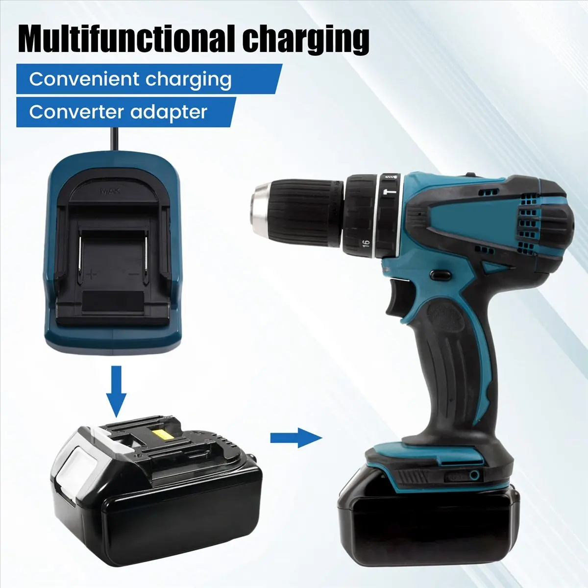 A50U Power Tool Li-Ion Battery Mini Compact Charger for Makita 18V Lithium Ion Battery BL1860 BL1830 for DC18RC EU Plug