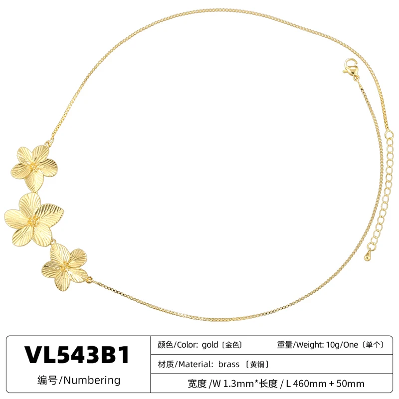ZHUKOU 18K gold plated brass metal flower necklace bracelet conch ring unisex jewellery party gift:VL543