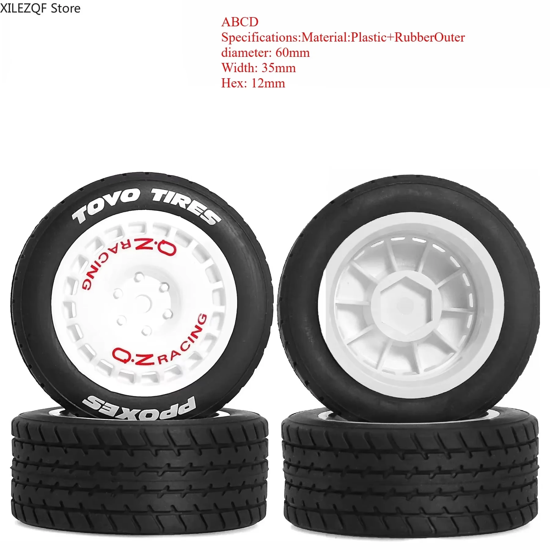 Pneus de course de rallye RC 1/10 1/14, pneus de drift sur route, pneus en caoutchouc pour voiture, 60D 12mm hexagonaux pour HPI HSP KYOSHO Tamiya XV01 TT02 PTG2 TA06 MJX