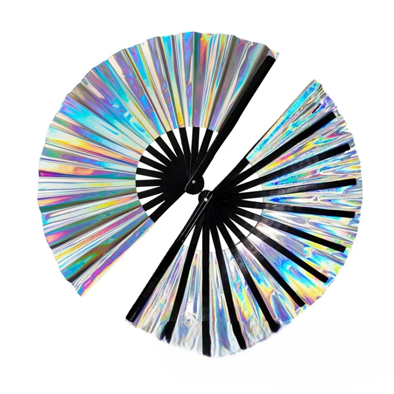 10 - Inch PVC Laser Film Tai Chi Fan: 33cm Large Bamboo Kung Fu Sound Fan