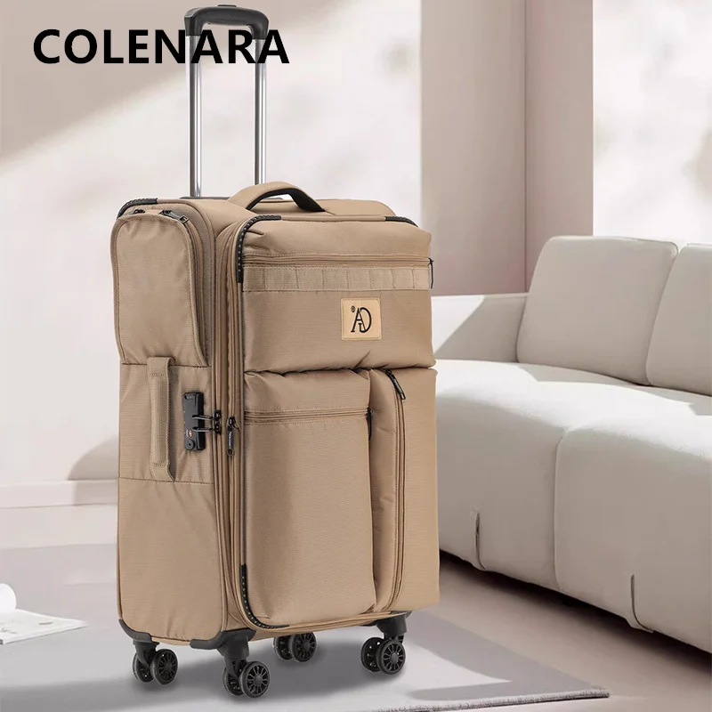 Maleta de cabina COLENARA, caja de embarque con cremallera de tela Oxford, cubierta de carrito de gran capacidad de 20 ", equipaje de viaje de mano de 24" y 28 pulgadas