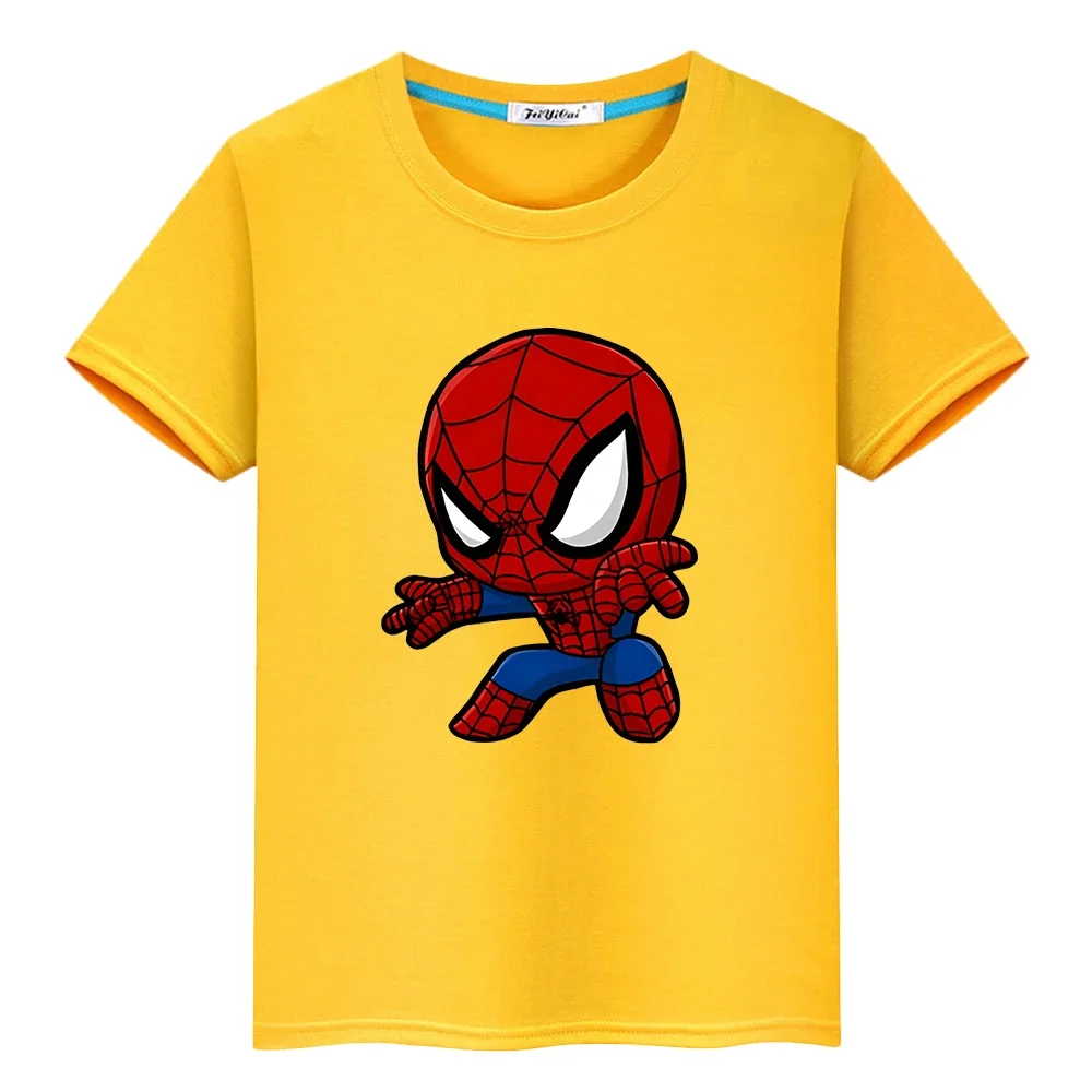 Marvel Summer Print 100%Cotton T-shirt Kawaii Sports Short Boys Girls Spider-Man Cute Anime Tops Kids holiday gift y2k clothes