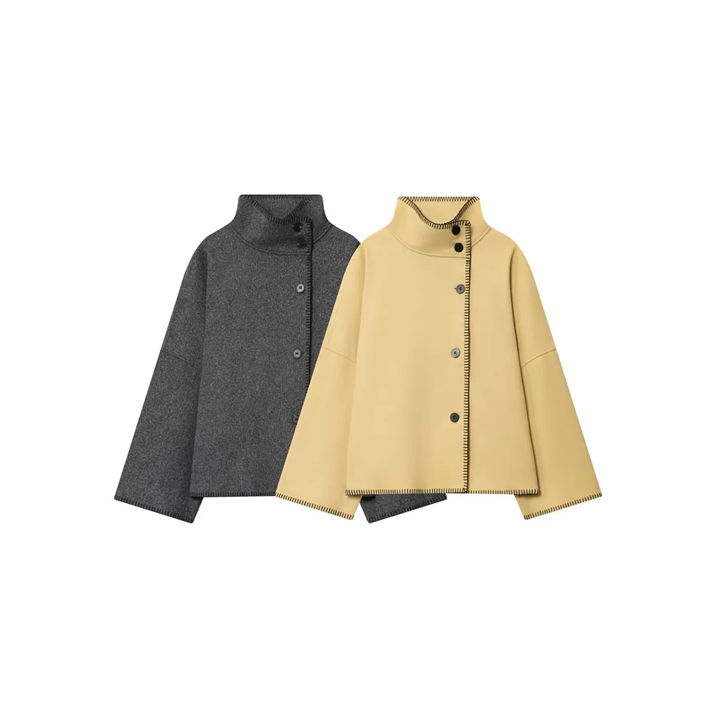 

Autumn New Women's Fashion Loose and Versatile High Collar Long Sleeve Coat