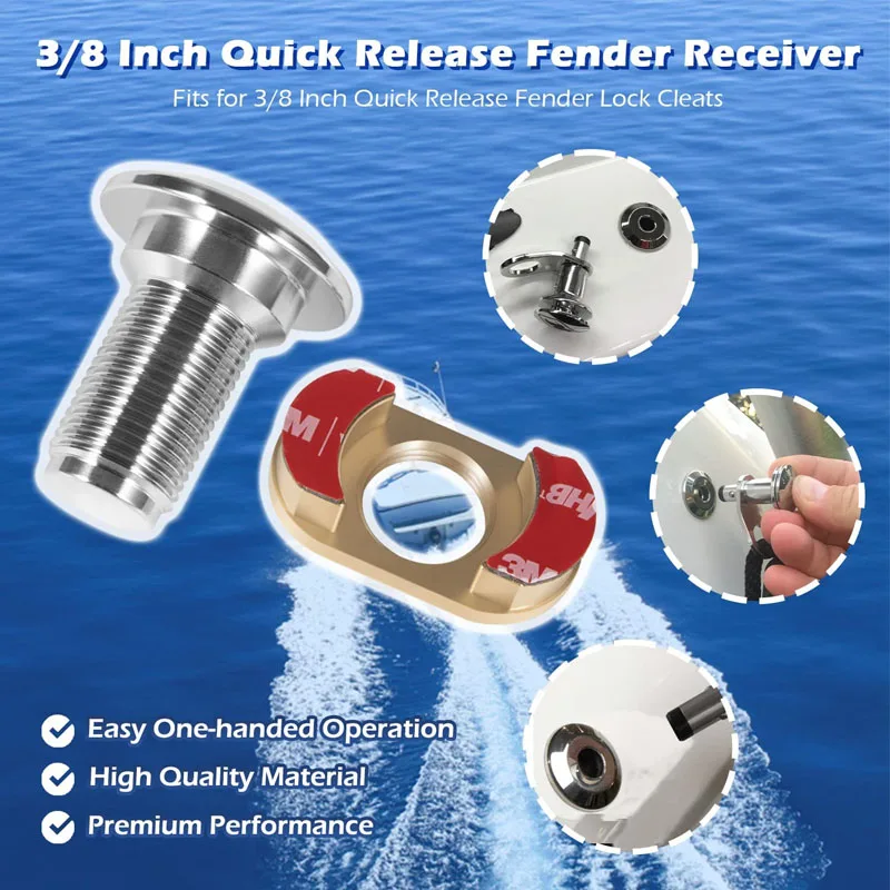 YMT Boat Tools 3/8\'\' Quick Release Boat Fender Receiver Marine Stainless Steel Quick-Release Boat Fender Receiver Lock 2 Pcs/set