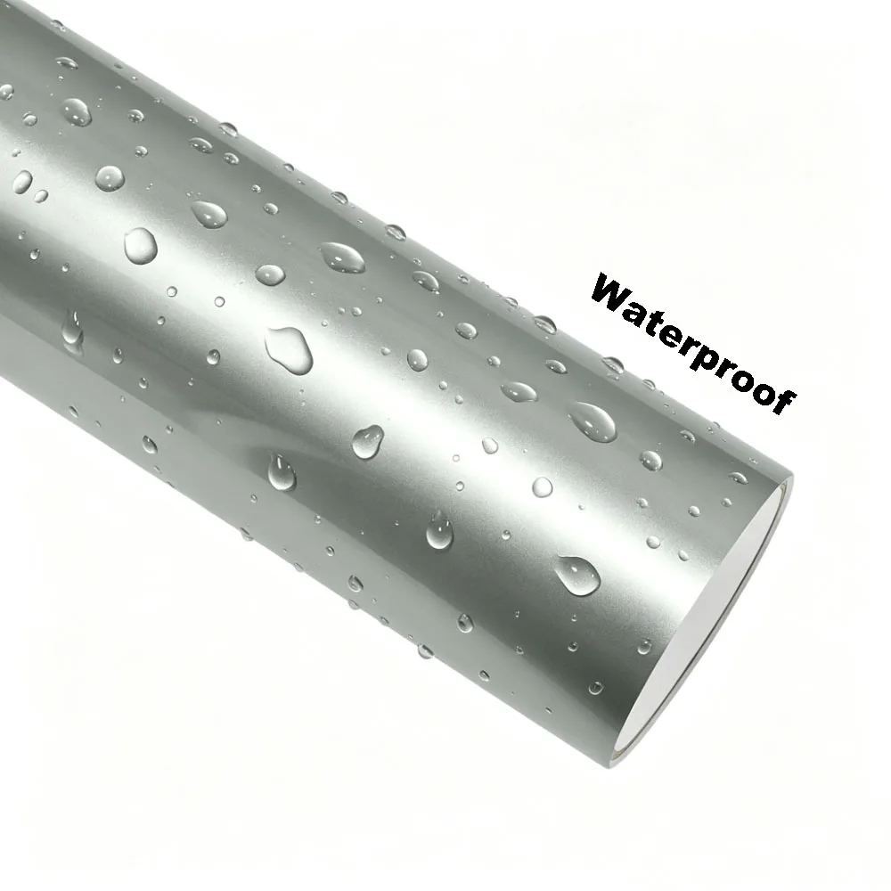GT Silver PVC Car Vinyl Wrap Film with PET Release Liner Air‑Channel Bubble Free Self‑Adhesive Color Change Decal Auto Sticker