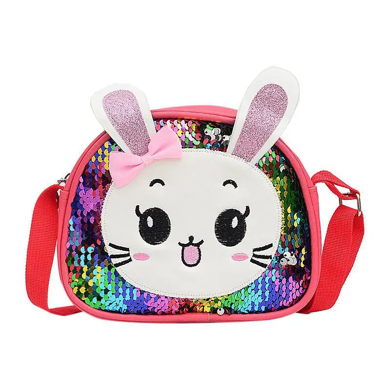 Children\'s Small Bag 2024 New Fashion Sequin Baby Backpack Cute Cartoon Girl\'s One Shoulder Slant Span Bag Messenger bag