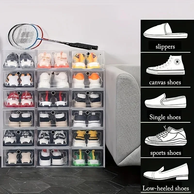 Transparent Plastic Shoe Cabinets Drawer Style Home Shoes Storage Box Men's and Women's Shoes Dust-proof Organizer Boxes