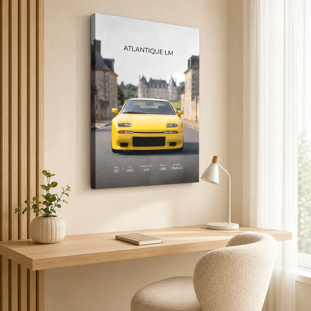 French Atlantique LM Sports Car Canvas Print Customized Photo Detailed Roadside Illustration Wall Art For Garage Mechanic Gift