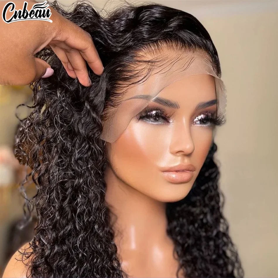 Deep Wave 13x6 HD Lace Frontal Wig Brazilian Curly Human Hair Wigs For Women Lace Front Human Hair Wig Pre Plucked 34 Inch