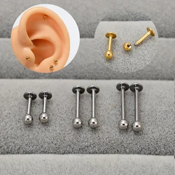 2PC acciaio inossidabile 16G Tragus Helix Bar 3mm Ball Labret Lip Rings Stud cartilagine lobo piercing al naso gioielli per il corpo per donna uomo