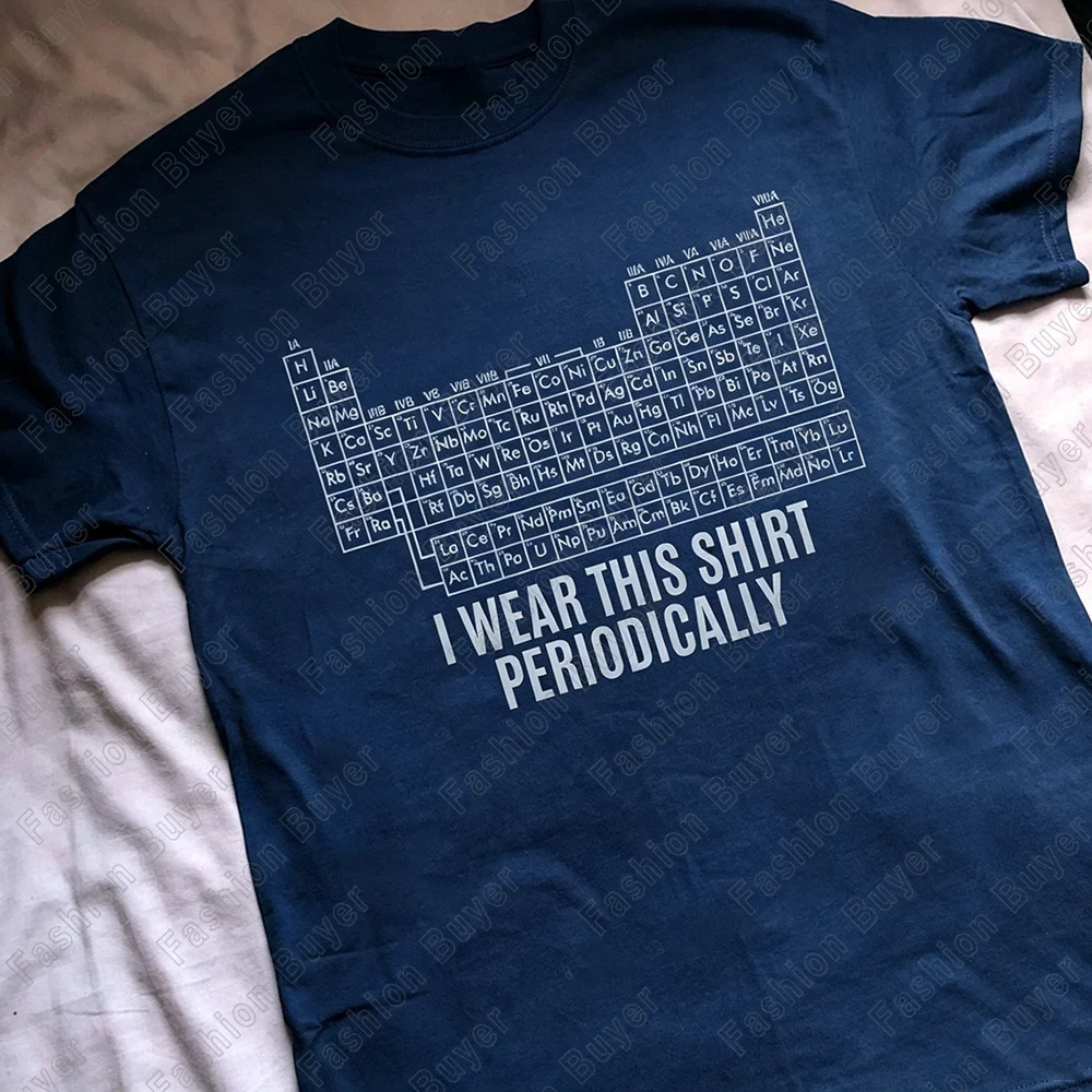 Funny Periodic Table of Elements Print T-Shirt Unisex Crew Neck Short-sleeved Retro Street Y2K Casual Fashion Basic Tops Cloths